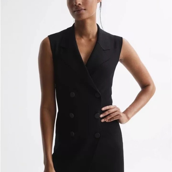 Reiss Womens Milena Knit Tuxedo Dress Sleeveless NWT - Picture 4 of 11